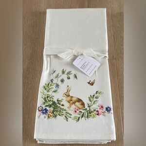 POTTERY BARN Botanical Bunny Kitchen Towels SET 2 Spring Easter NEW NWT 20" x 30